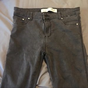 Distressed skinny stretch gray jeans